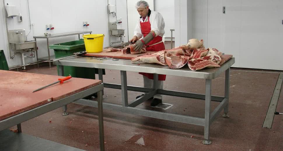 Hygienic floor for meat factory